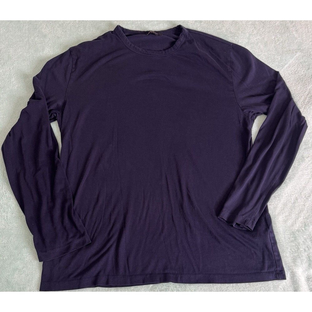 Quince Mens 100% Pima Cotton Luxe Long Sleeve Minimalist Basic Tee Navy Size L